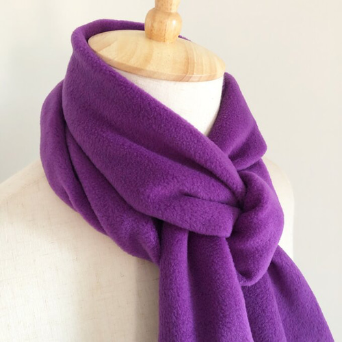 手芸の旦那】ふんわりフリースコンパクト マフラー 紫 パープル