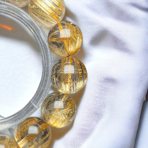 タイチンルチルクォーツ[1Rv8]キャッツアイ猫目 特大珠15.4mm 虹入り超