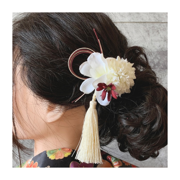 【和風クリップ特集】　アーティフィシャルフラワー　造花　髪飾り　ヘアアクセサリー　七五三　発表会　パーティー 7枚目の画像