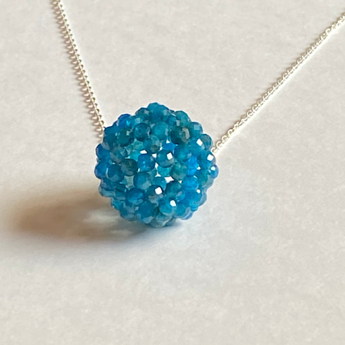 受注制作】神聖幾何学フラーレン ネックレスs925 ブルーアパタイト 面