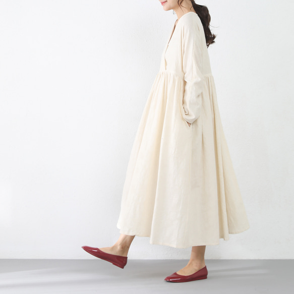 カシュクールコットンリネンワンピース ロングワンピース （26色展開  