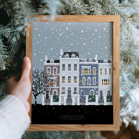 【四季の街  冬】インテリア アートポスター 冬空 雪  クリスマス　Étape63 12枚目の画像