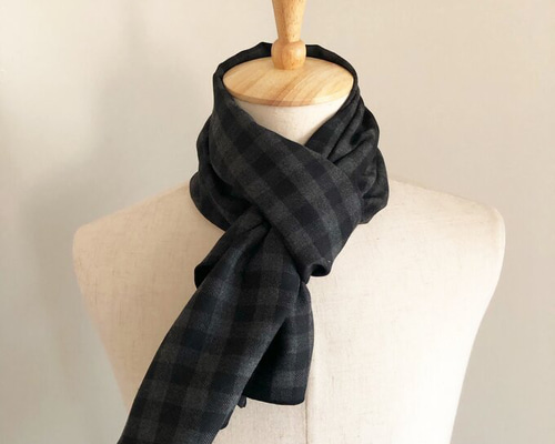 45R ウールギンガムチェックマフラー cdbef83e2a0575e16b9334f9b4c836