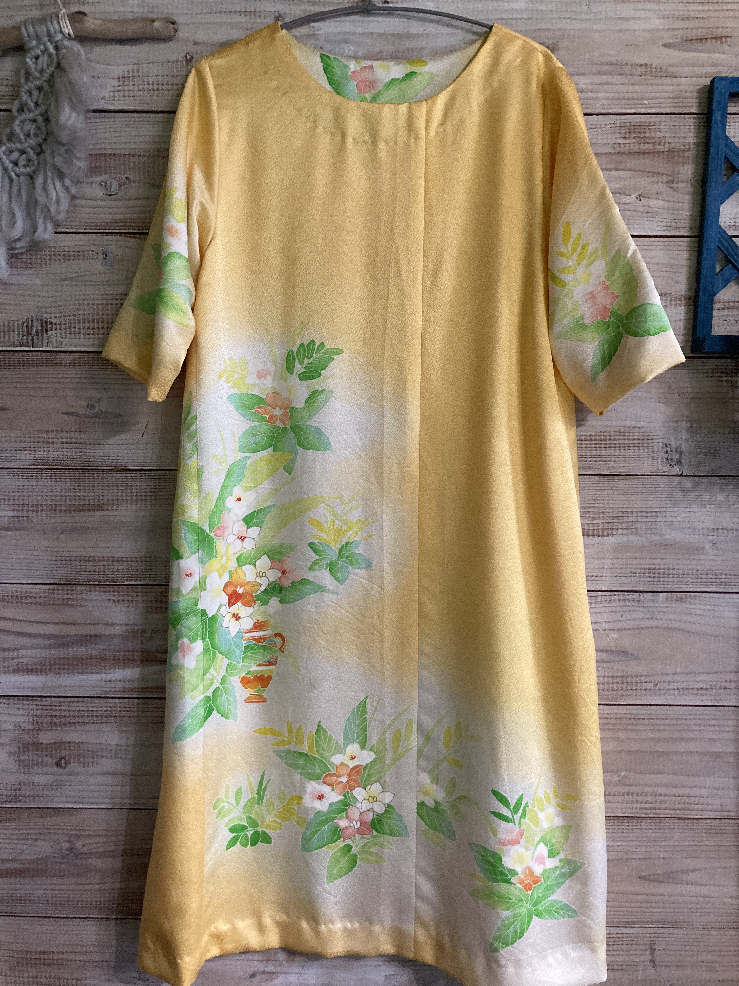 着物リメイクシンプルなワンピース