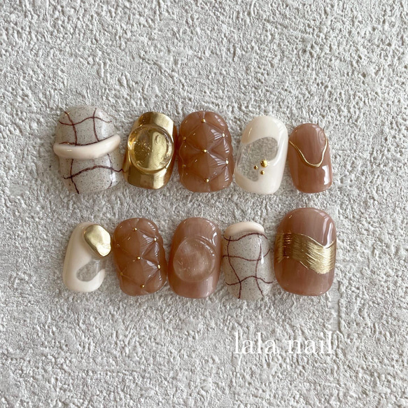 ネイルチップ ブラウンネイル キルティングネイル ネイルチップ（つけ