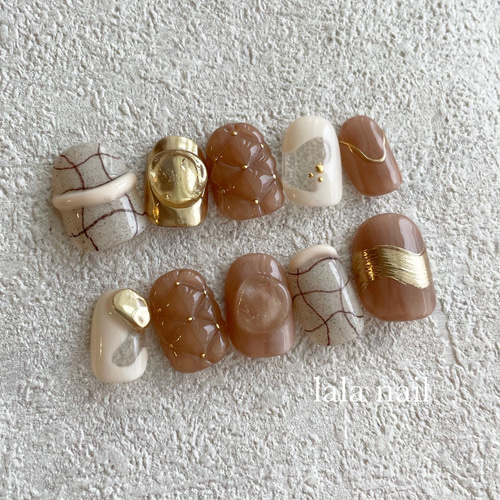 ネイルチップ ブラウンネイル キルティングネイル ネイルチップ（つけ