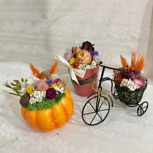 賑やかハロウィンアレンジ3点セット7 アートフラワー hanayumo 通販  