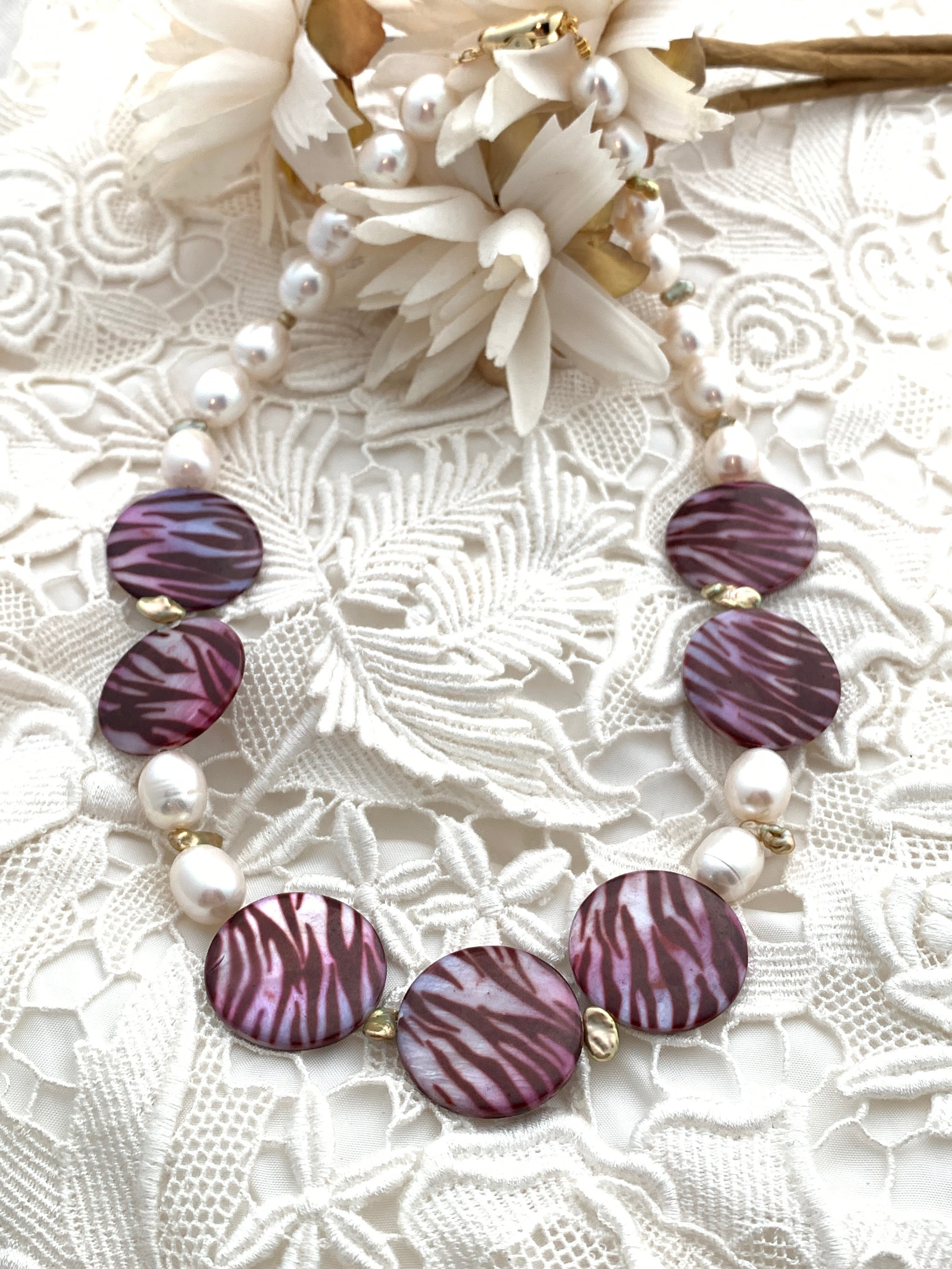 淡水パールとシェルのナックレス　NE-082