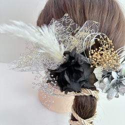 no.10 成人式　結婚式　髪飾り　ヘアアクセ　ヘアパーツ　金箔　銀箔　和装　 3枚目の画像