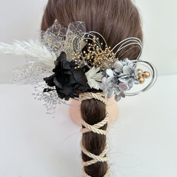 no.10 成人式　結婚式　髪飾り　ヘアアクセ　ヘアパーツ　金箔　銀箔　和装　 1枚目の画像