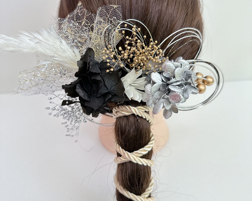 no.10 成人式 結婚式 髪飾り ヘアアクセ ヘアパーツ 金箔 銀箔