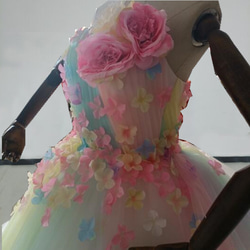 美品！カラードレス レインボースカート 3D立体レース刺繍 花びら付き 前撮り 9枚目の画像