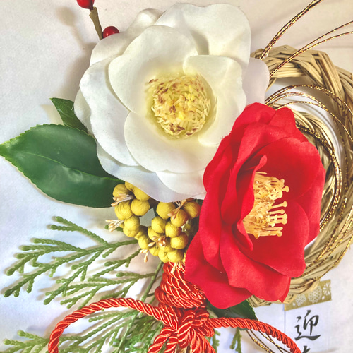 ✴︎紅白椿のしめ縄飾り✴︎NO.12 しめ縄・しめ飾り Cherry CreeK 通販 