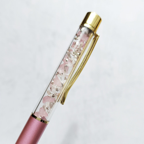 twinkle〜pink〜」ローズクォーツ クォーツ 天然石 ボールペン ギフト