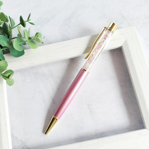twinkle〜pink〜」ローズクォーツ クォーツ 天然石 ボールペン ギフト