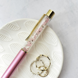 「twinkle〜pink〜」ローズクォーツ　クォーツ　天然石　ボールペン　ギフト　プレゼント 2枚目の画像