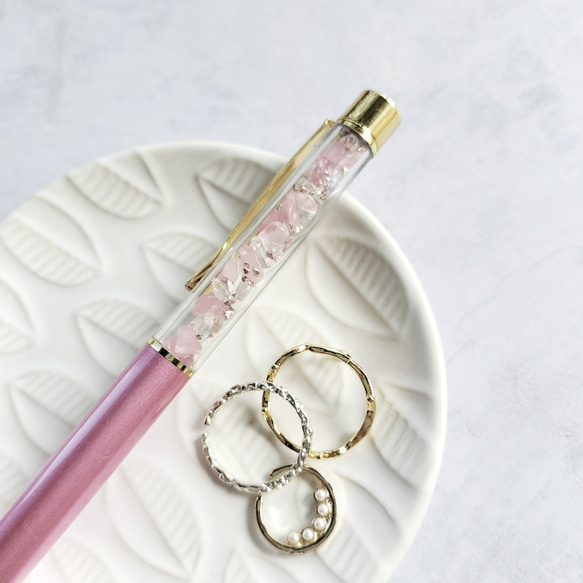 twinkle〜pink〜」ローズクォーツ クォーツ 天然石 ボールペン ギフト