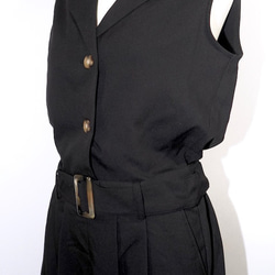 Jacket Like Jumpsuit *with Belt (black) オールインワン ブラック モノトーン 5枚目の画像