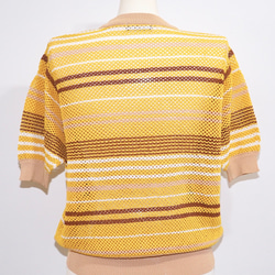Multi Color Border S/S Knit Tops (mustard-brown)半袖Ｔシャツ カジュアル 7枚目の画像