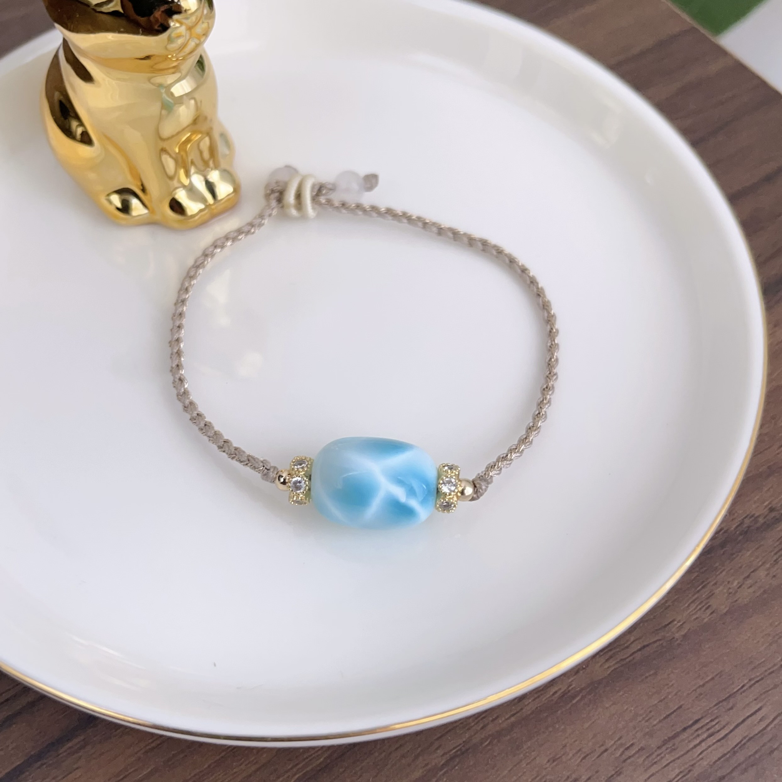 天然無処理　ラリマー  デザイン　ブレスレットNo650 15,444円