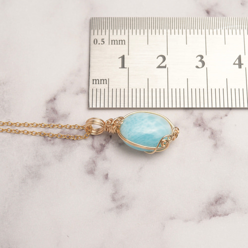 ラリマー ワイヤーラッピングネックレス ラリマー ワイヤーラッピングペンダントトップ （天然石