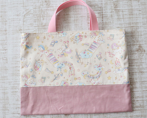LB17abc★たい焼き☆レッスンバッグ３点セット☆ピンクユニコーン☆ レッスンバッグ☆ メルヘンポップユニコーン ピンク レッスン