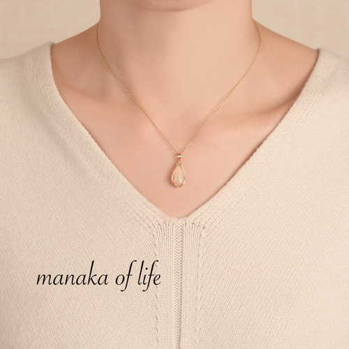 オパール ペンダントトップ ワイヤーラッピング ネックレス 14kgf