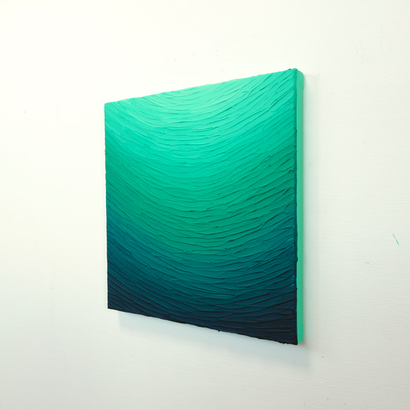 [平靜的海景]繪畫-翠綠抽象原畫（M-#55） 第8張的照片