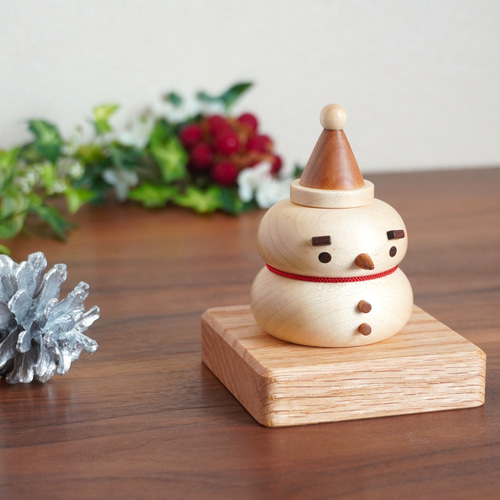 お正月飾り ひとつで二役『雪だるまmochi』 鏡餅 木工房 福ひで 通販