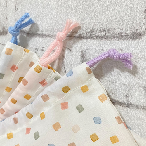 コップ袋｜3カラー｜パステル｜巾着｜入園入学｜給食袋｜コップ入れ  