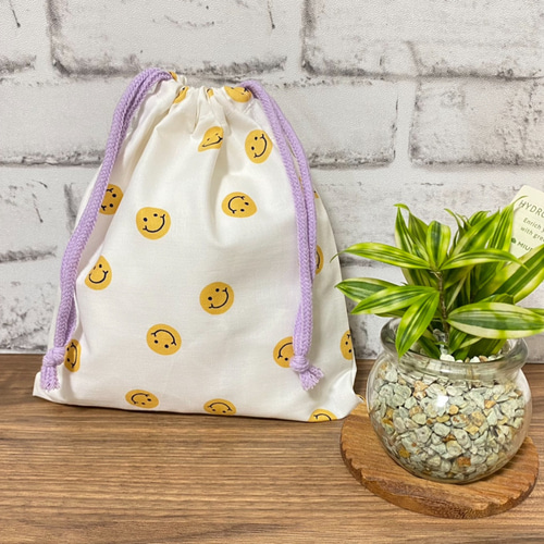コップ袋｜3カラー｜入園入学｜スマイル｜コップ入れ｜巾着｜パステル