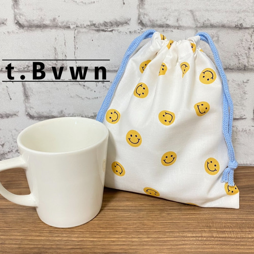 コップ袋｜3カラー｜入園入学｜スマイル｜コップ入れ｜巾着｜パステル  