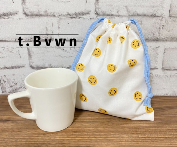 コップ袋｜3カラー｜入園入学｜スマイル｜コップ入れ｜巾着｜パステル