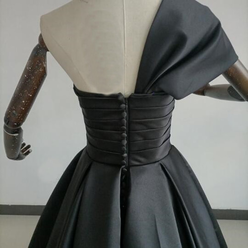 エレガント パーティードレス ワンショルダー Aライン 黑 前撮り 音楽  