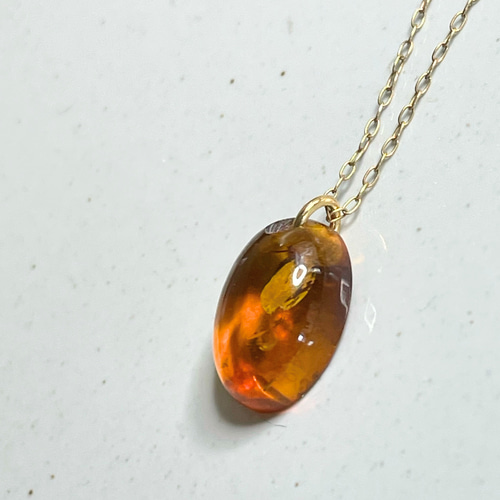 こっくり秋色 k18 バルテックアンバー ペンダントトップ ペンダント  