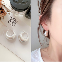 再販です silver925芯 2way ダブルフープピアス シルバー 重ね付け