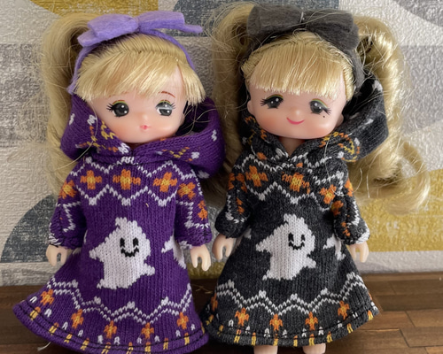ミキちゃんマキちゃん ハンドメイド服 ワンピース水色ピンク