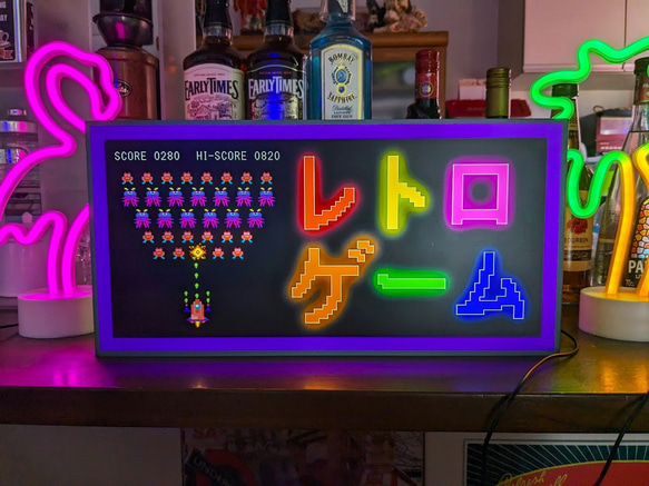 ゲーム レトロゲーム ゲームセンター 昭和レトロ 店舗 自宅 パーティー イベント 照明 看板 置物 雑貨 ライトBOX 1枚目の画像