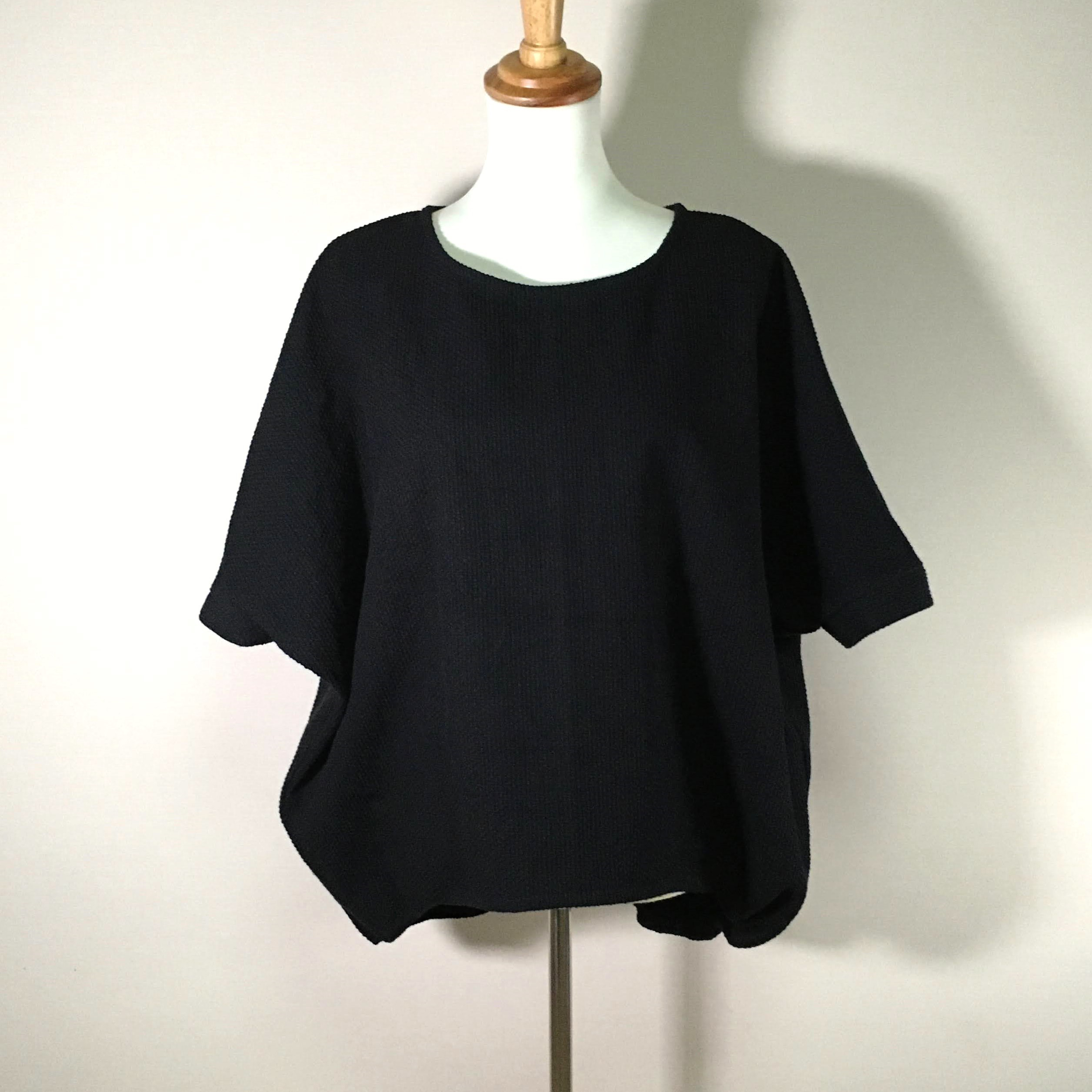 バルーンプルオーバー【コットンリネン刺し子　黒】◆フリーサイズ