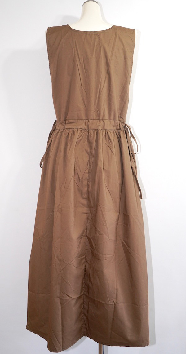 Side Ribbon Flare Long Jumper Skirt (brown) ロング丈ワンピース ブラウン 茶