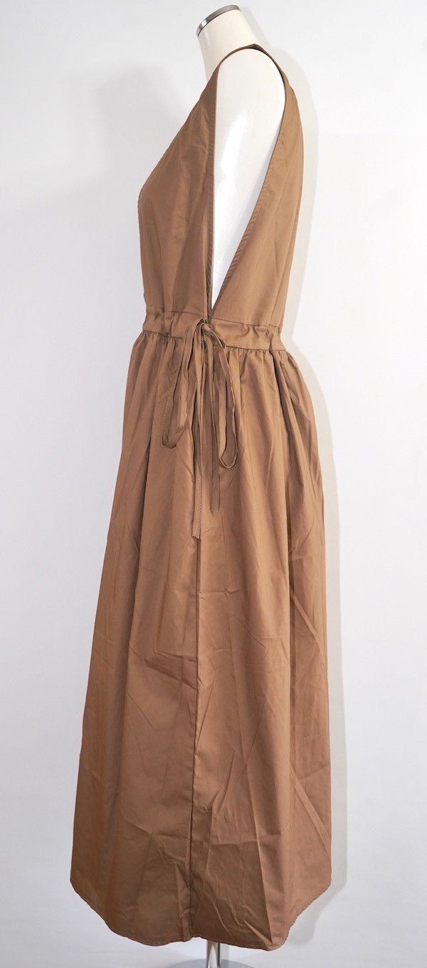 Side Ribbon Flare Long Jumper Skirt (brown) ロング丈ワンピース ブラウン 茶