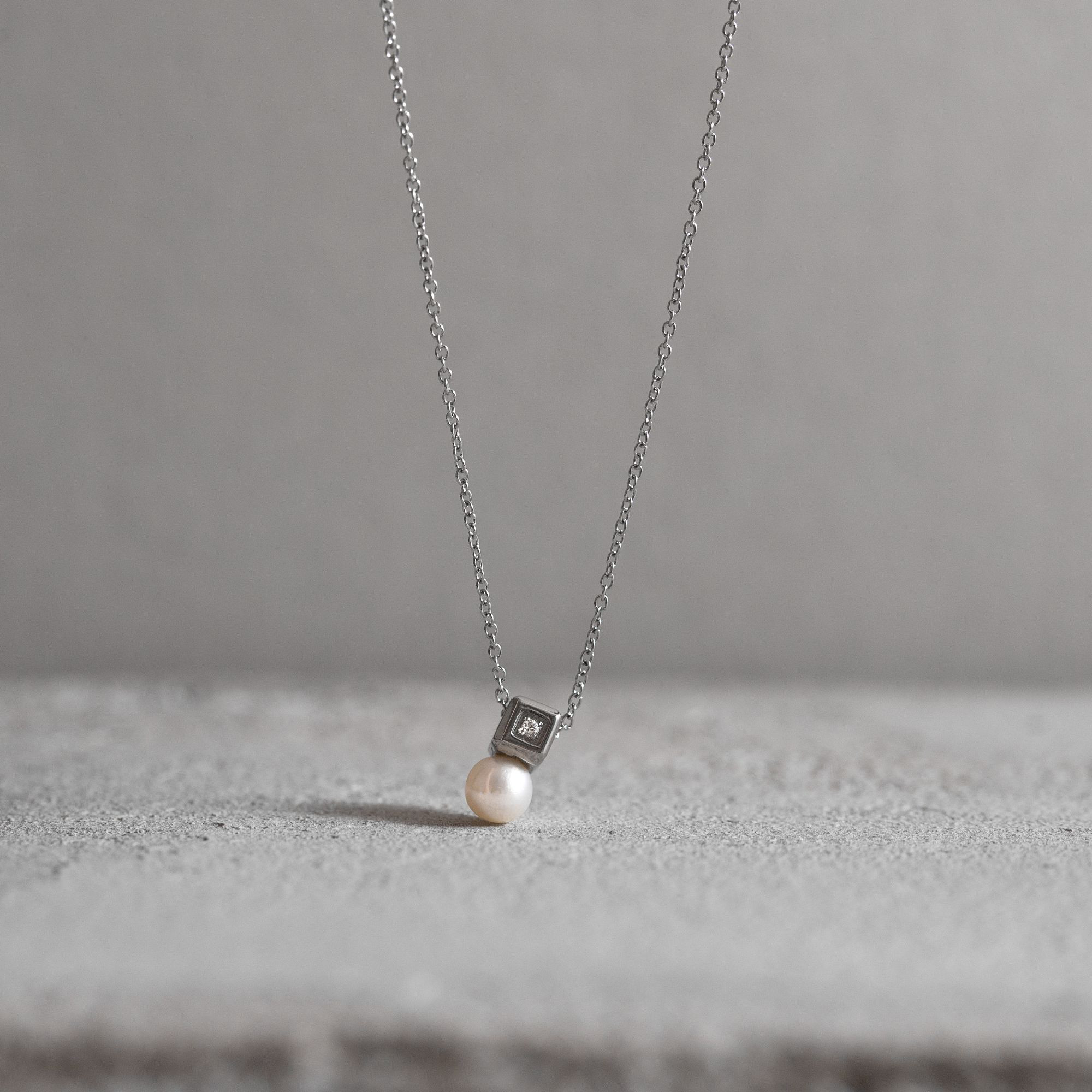 淡水パールとダイヤモンドのネックレス 　アレルギーフリー　送料無料　N1202