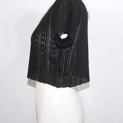 Lace Trim Mellow Rib Tops (black) 半袖Ｔシャツ ブラック 黒 カジュアル 9枚目の画像