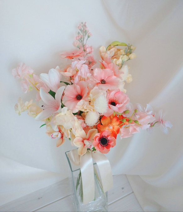 ウェディングブーケ（ブートニア付き）B-144 ブーケ himejyon 通販