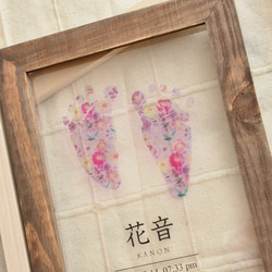 花柄 透明ポスター 手形足形アート / 2Lサイズ 3枚目の画像