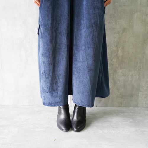 冬のコーデュロイ♩ベストドッキングワンピース ネイビー ワンピース