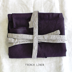 【SALE】SALE　FRENCH LINEN100％フルエプロン ボルドー＋NA 2枚目の画像