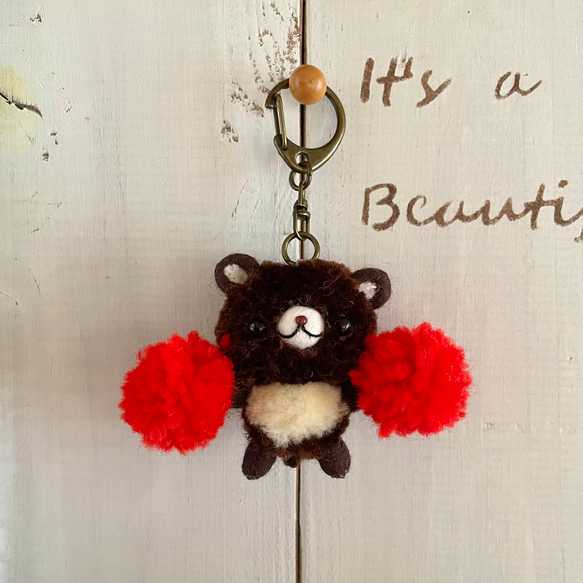 あい♡チアミニポンくまさん あなたを応援！！ チアリーダーなクマさん♪ ぬいぐるみ ぼんぼん♪こ