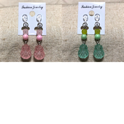 キッズイヤリング2個セット パイナップル ハンドメイド キッズアクセサリー 2枚目の画像