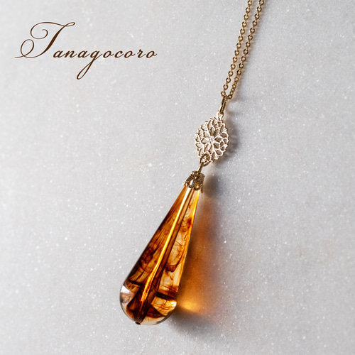 べっ甲ドロップ型ペンダントネックレス